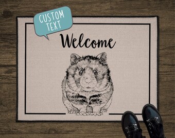 Hamster Door Mat, Animal Custom Front Doormat, Personalized Welcome Mat, Large Floor Mat, Realtor Gift for Clients, Closing Gift