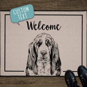 Basset Hound Door Mat, Dog Custom Front Doormat, Personalized Welcome Mat, Large Floor Mat, Realtor Gift for Clients, Closing Gift