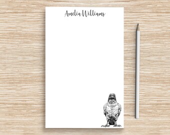 Crow Notepad, Custom Name Notepad, Personalized Raven Stationery, Teacher Coworker Veterinarian Graduation Gift, Bird Watcher Lover Gifts