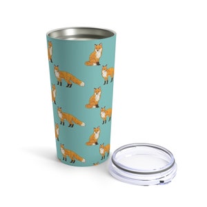 Fox Travel Mug, Woodland Animal Stainless Steel Coffee Tumbler, Insulated Travel Mug Cup, Personalized Tumbler, Custom Deer Lover Gift