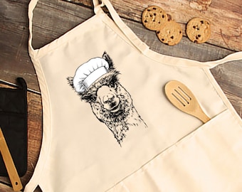 Llama Apron, Llama Aprons with pockets, Animal Cooking Baking Apron For Women, Men, Kitchen Chef Gifts, Hostess Gift Ideas