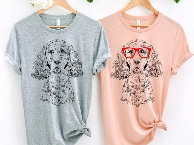 Funny and Cute Nerdy Dog Wearing Glasses shirt for English Setter lovers! This English Setter Dog art tshirt, tank top, kids tee, youth or sweatshirt is a perfect gift for English Setter Mom, English Setter Dog Dad and Dog Lover.