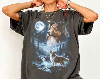 Shetland Sheepdog Howling to the Moon Shirt, Funny Sheltie Dog