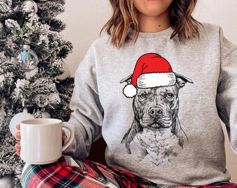 Sweat de Noël pitbull, chemise de Noël père Noël pitbull, pull de Noël pour maman chien, cadeaux de Noël pour amoureux des chiens Pittie