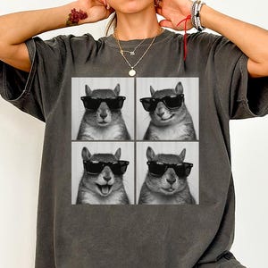 Funny and Cute Comfort Colors shirt for Squirrel and Photobooth animal lovers! This Squirrel wearing sunglasses in photo booth art tshirt or sweatshirt is a perfect gift for Squirrel and Woodland Animal Lover.
