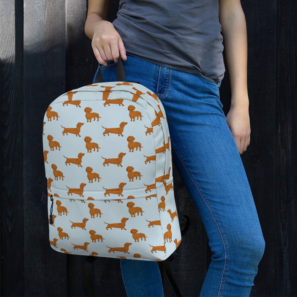 Dachshund Backpack, Doxie Wiener Dog Laptop Bag, Women display picture 2