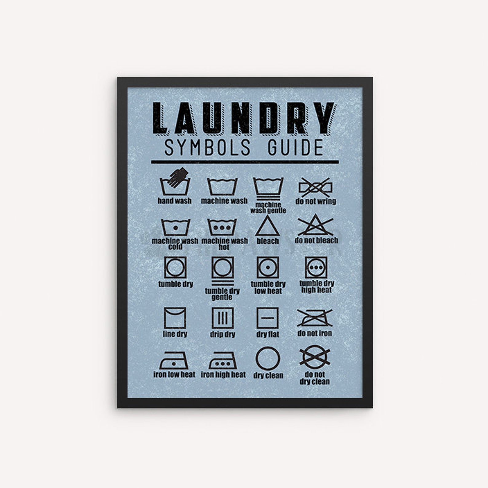 Laundry Symbols Wall Decor Laundry Guide Art Print Wall Art Etsy