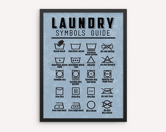 Laundry Symbols Wall Decor, Laundry Guide Art Print, Wall Art, Laundry Room Sign, Vintage Poster Laundry Room Decor, Laundry Symbol Sign