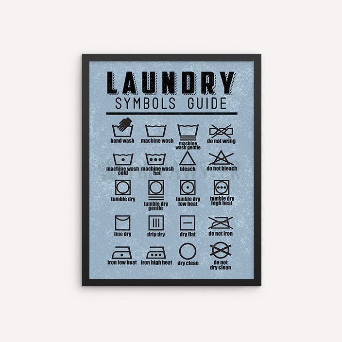Laundry Symbols Wall Decor Laundry Guide Art Print Wall Art Etsy