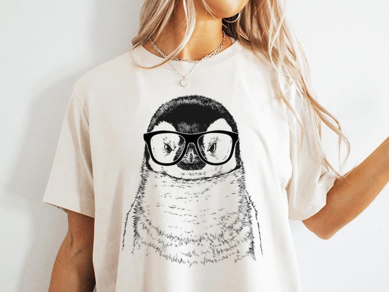 Funny and Cute Nerdy Animal Wearing Glasses shirt for Penguin lovers! This Penguin art tshirt, tank top, kids tee, youth or sweatshirt is a perfect gift for Penguin Lover and Animal Lovers.