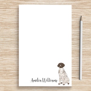 GSP Notepad, Personalized German Shorthaired Pointer Dog Notepad, Custom Dog Stationery, Coworker Veterinarian Gift, Teacher, GSP Mom Gifts