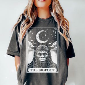 Bigfoot Shirt, Tarot Card Shirt, Big Foot Halloween Moon Shirt, Funny Bigfoot Gift, Sasquatch Lover Gifts, Comfort Colors Shirt