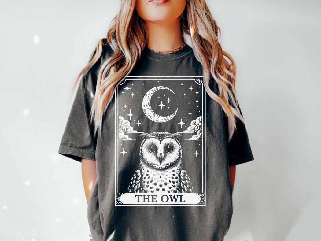 Owl Shirt, Tarot Card Shirt, Owl Halloween Moon Shirt, Funny Owl Gift, Owl Lover Gifts, Comfort Colo