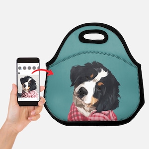 Custom Pet Portrait Lunch Tote, Personalized Dog Portrait Lunch Bag, Custom Lunchbag, Lunch Box for Women, Kids, Coworker Gift, Dog Mom Gift