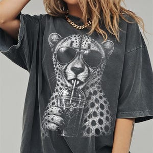 Cheetah Drinking Iced Coffee Shirt, Funny Safari Animal Comfort Colors Tshirt, Wildlife Gifts
