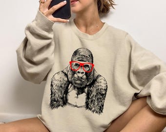 Gorilla Shirt, Gorilla Sweatshirt, Cute Gorilla Lover Gift, Funny Animal Lover Gift, Gorilla Animal Tshirt