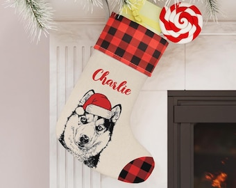 Custom Siberian Husky Stocking, Huskies Christmas Stocking, Personalized Holiday Dog Stockings, Husky Dog Christmas Gift, Christmas Decor