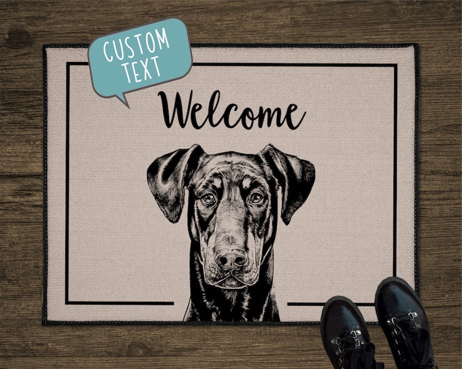 Doberman Pinscher Door Mat Dog Custom Front Doormat Etsy