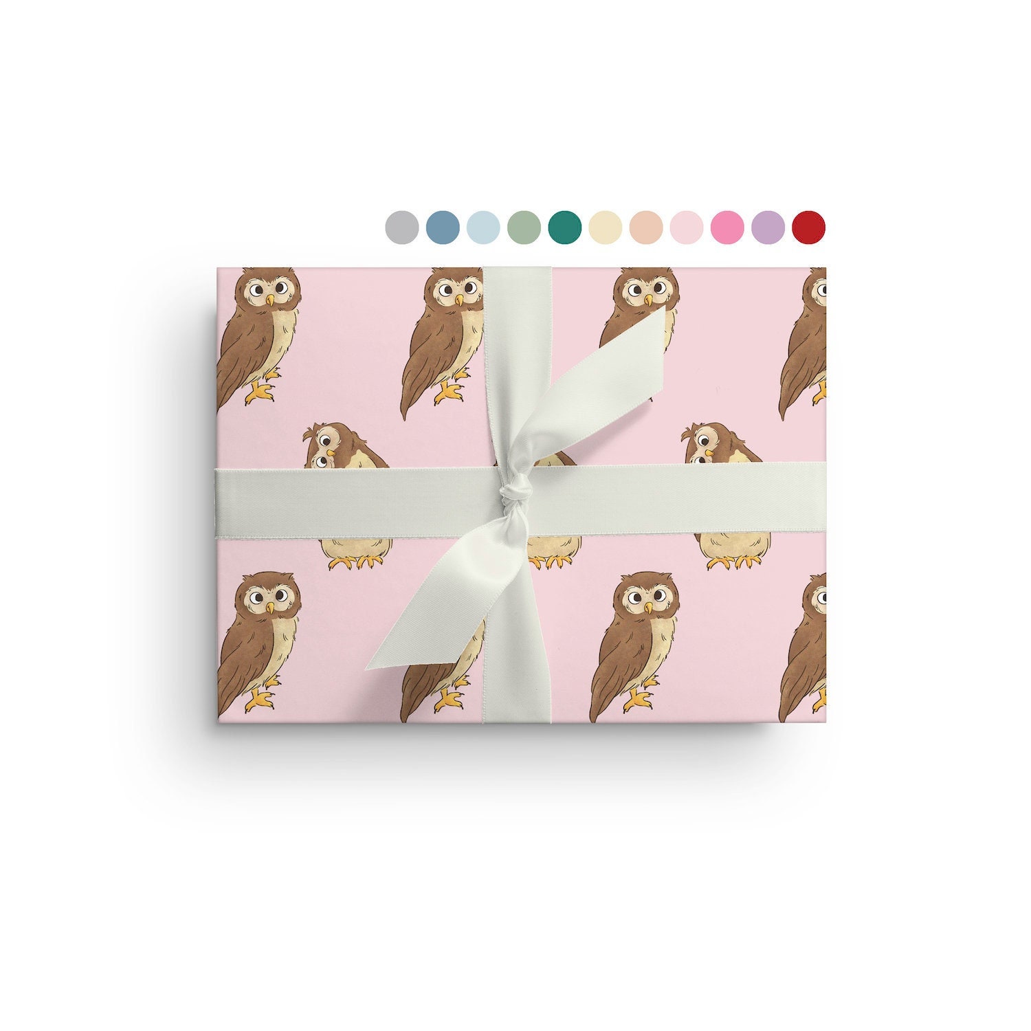 Owl gift wrapping paper, Woodland quality gift wrap sheet + tag, Recyclable