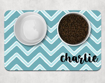 Personalized Pet Placemat, Teal Geometric Dog mat, Custom Pet Food Mat, Dog water bowl mat, Pet Bowl Mats, Cat Feeding Mat, New Puppy Gift