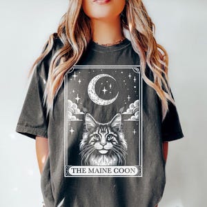 Maine Coon Cat Shirt, Tarot Card Shirt, MaineCoon Cat Halloween Moon Shirt, Funny Maine Coon Cat Gift, Cat Lover Gifts, Comfort Colors Shirt