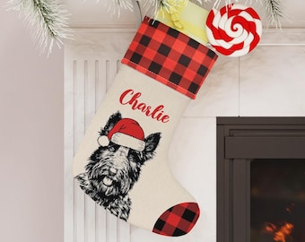 Custom Scottish Terrier Stocking, Scottie Dog Christmas Stocking, Personalized Holiday Dog Stockings, Christmas Gift, Dog Christmas Decor
