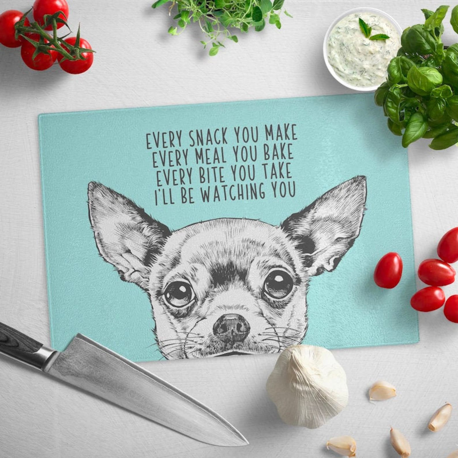 Chihuahua Cutting Board Dog Glass Cutting Board Every Snack Etsy