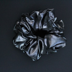 Metallic Satin Scrunchie Silver/Gray/Gift Scrunchie/HandMade/Bridesmaid Gift/Oversized