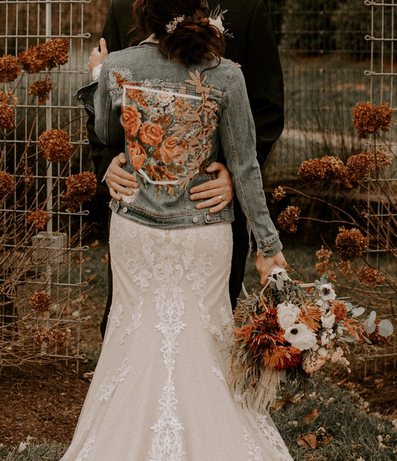 denim and lace wedding dress Wedding Dress Denim Ball Gown Lace Wedding Dress With Denim Jacket Denim  And Lace Wedding