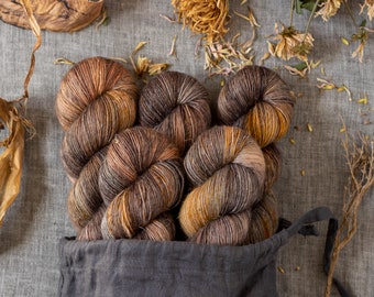 Fil simple de lin mérinos teint à la main YASMIN, avec moucheté, tricot, mérinos-leinengarn, mérinogarn, Garn handgefärbt,strikke,366m/100g,laine