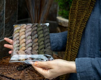 Sock yarn Hand dyed Mini Skeins Set 6x20gr, fingering, kits, for knitting, crocheting, 75 Superwash Merino/25 Nylon, laine, Garn handgefärbt