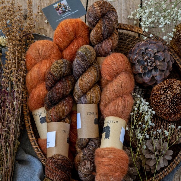 Hand dyed yarn FOXY, baby suri alpaca and mulberry silk, 50g,300m alpaka cloud yarn, suri silk cloud,heavy lace weight,laine