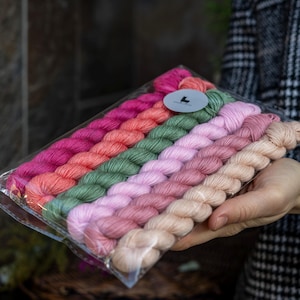 Sock yarn Hand dyed Mini Skeins Set 6x20gr, fingering, kits, for knitting, crocheting, 75 Superwash Merino/25 Nylon, laine, Garn handgefärbt