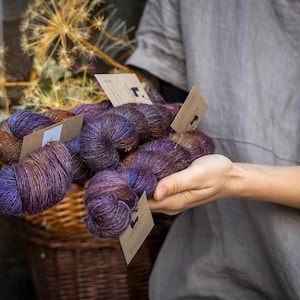 Handgefärbtes Merino-Leinen-Einzelgarn ZIBUTE,Leinen,Fingern,Stricken,Häkeln,einlagig,Garn handgefärbt,366m/100g,Strikke,Trikot,Laine,Leinen