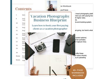 Vacation Photography Business Blueprint | Editable Google Docs & Printable PDF Workbook for Photographers