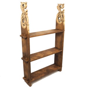 Viking personalized three-shelf bookcase, Wall shelf with Dragon head, hanging book shelf , norsk style, medieval decor, Larp and SCA,,