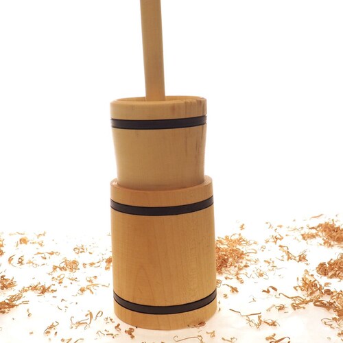 Wooden Plunger Butter Churn Handmade 2 Liters 2.1 qt Natural Wood Dash