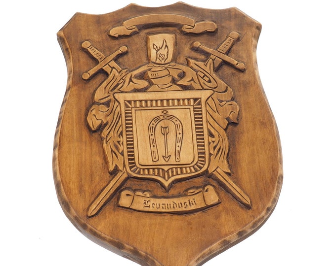 Swords Personalized Family Crest, Hand Carved, Coat of Arms, Custom, Family Shield, Wooden Emblem, Wedding Wood Art, Heraldic, Woodcraft