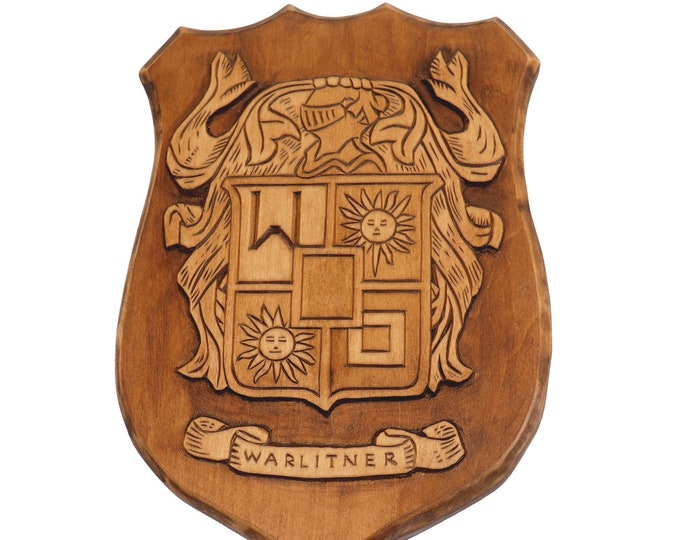 Personalized Family Arms Crest, Hand Carved, Coat of Arms, Custom, Family Shield, Wooden Emblem, Wedding Wood Art, Heraldic, Woodcraft