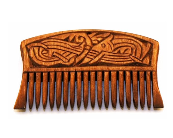 Viking Wooden Comb with a dragon