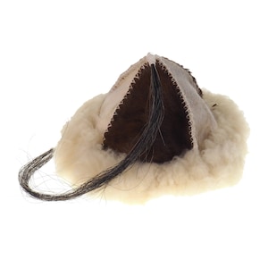 Historical leather hat with horse tail