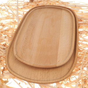 Set 2 flat wooden plate,big and small,  oak tray, rounded viking dishes, medieval, larp, SCA, handmande, personalised