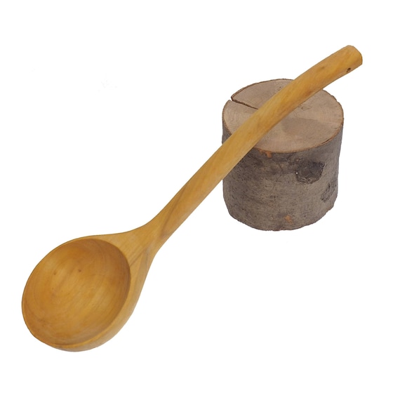 Grande cucchiaio di sicomoro in legno fatto a mano, mestolo di zuppa, 16  pollici, fatto a mano, personalizzato, -  Italia
