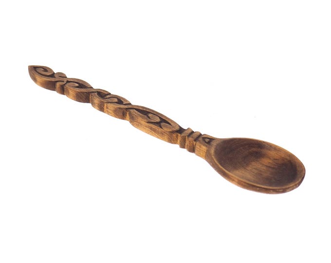 Wooden Hand Carved Spoon, Medieval Spoon, viking pattern,Wood Cutlery, Medieval Kitchen, Dining, Celtic pattern, SCA, personalized v20