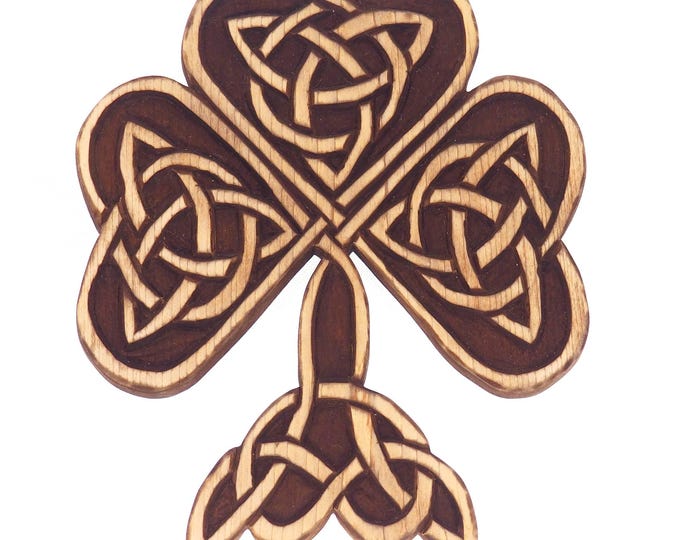 Shamrock Wall Sign, Viking decor, hand carved wall sign, Viking art, wall hanging, carved bear. Norse art, Scandinavian, Irish,