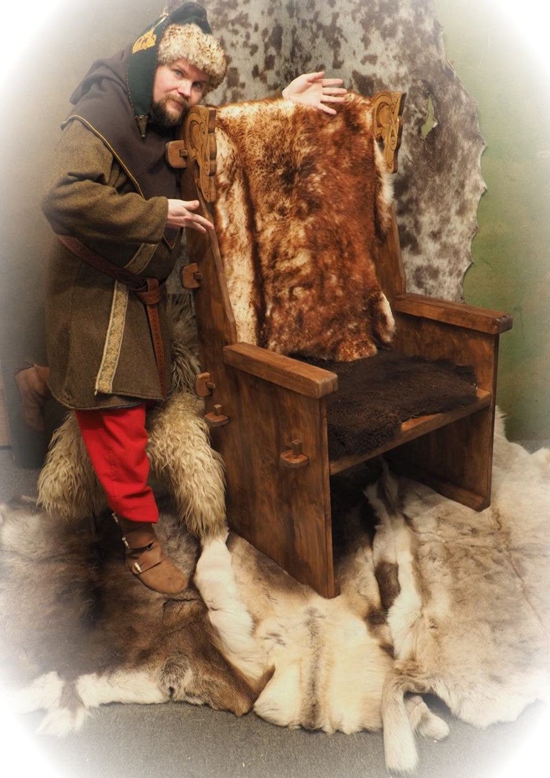 Viking Medieval Throne Larp, Sca Reenactment Chair, Historical