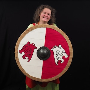 Viking Schild Bär Köpfe Muster, Norsman Schild, Wand-Dekor, Larp und Reenactment, SCA bereit,