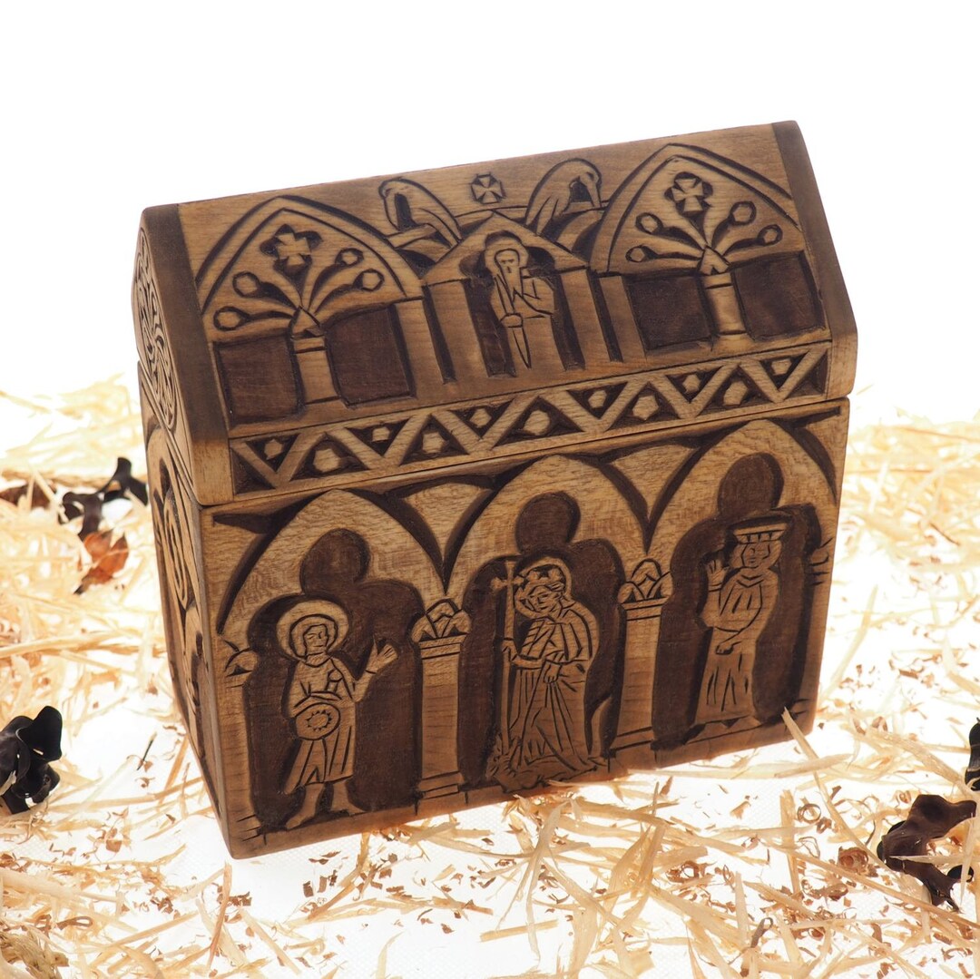 Hand Carved Apple Wood Reliquary Box, Medieval Knight Codex - Etsy ...