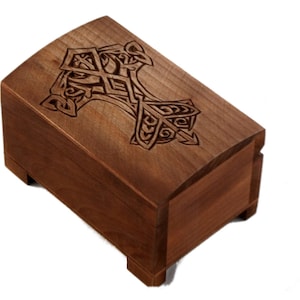 wooden historical jewelry box - Thor&#39;s hammer