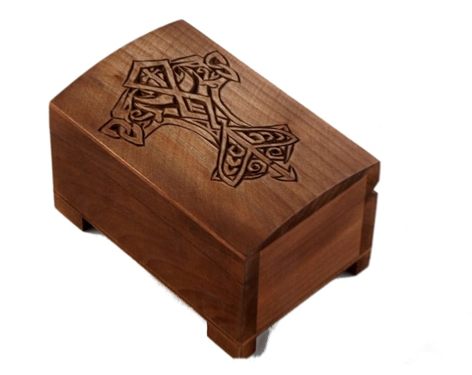 wooden historical jewelry box - Thor's hammer